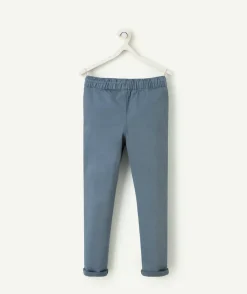 Pantalon slim garçon en coton bio bleu gris