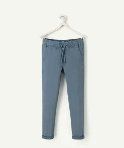 Pantalon slim garçon en coton bio bleu gris