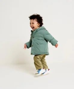 Parka bébé garçon réversible vert et blanc