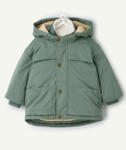 Parka bébé garçon réversible vert et blanc