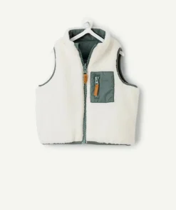 Parka bébé garçon réversible vert et blanc