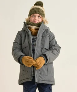 Parka garçon avec capuche kaki