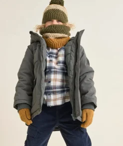 Parka garçon avec capuche kaki