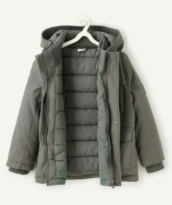 Parka garçon avec capuche kaki