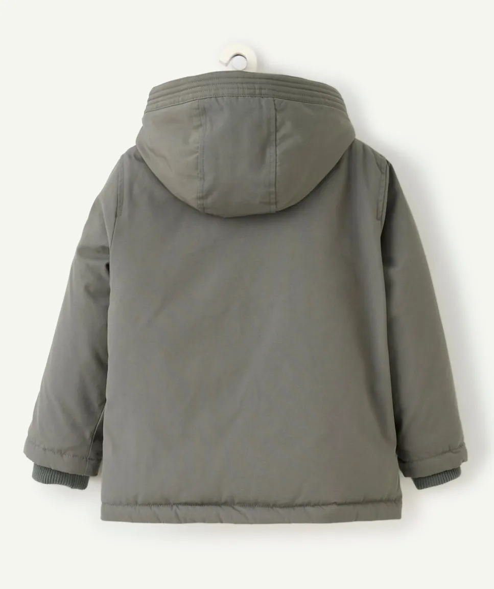Parka garçon avec capuche kaki
