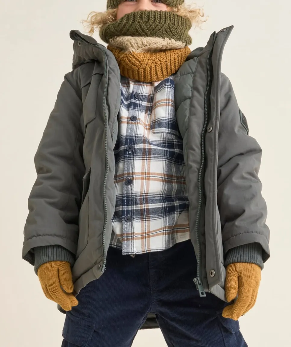 Parka garçon avec capuche kaki