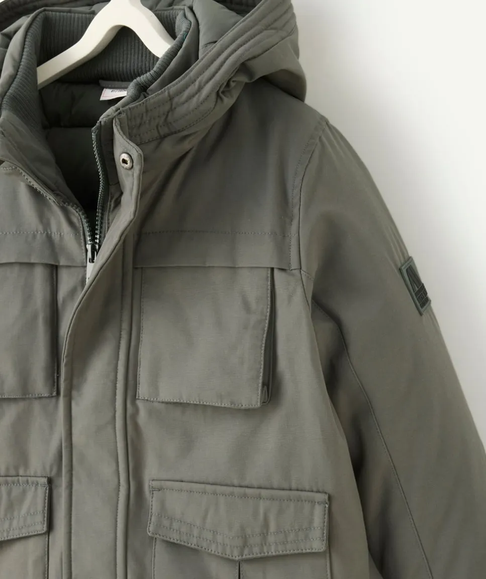Parka garçon avec capuche kaki