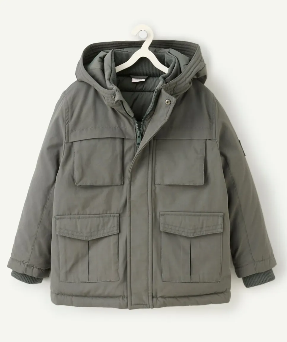 Parka garçon avec capuche kaki