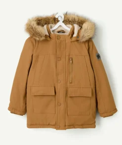 Parka garçon marron à capuche