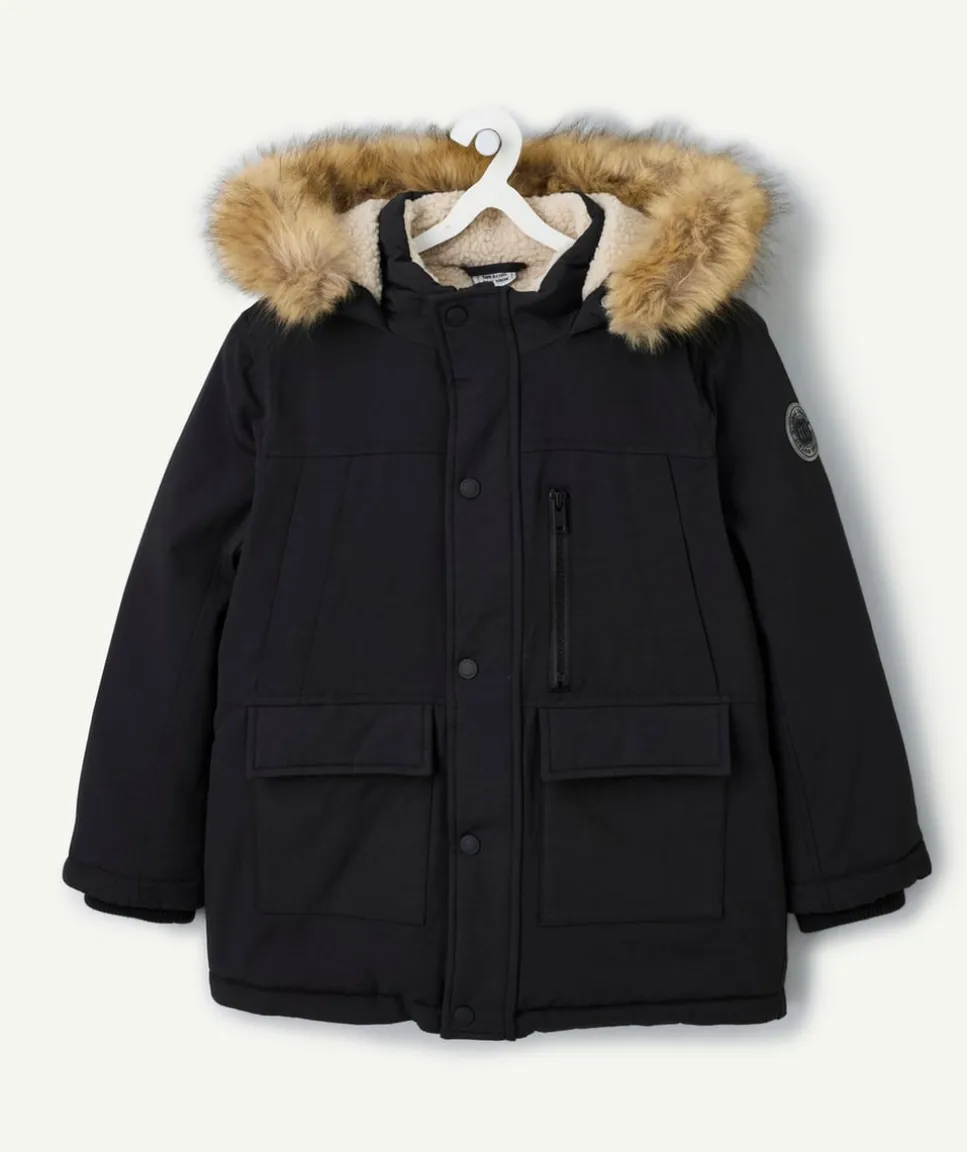 Parka garçon noire à capuche