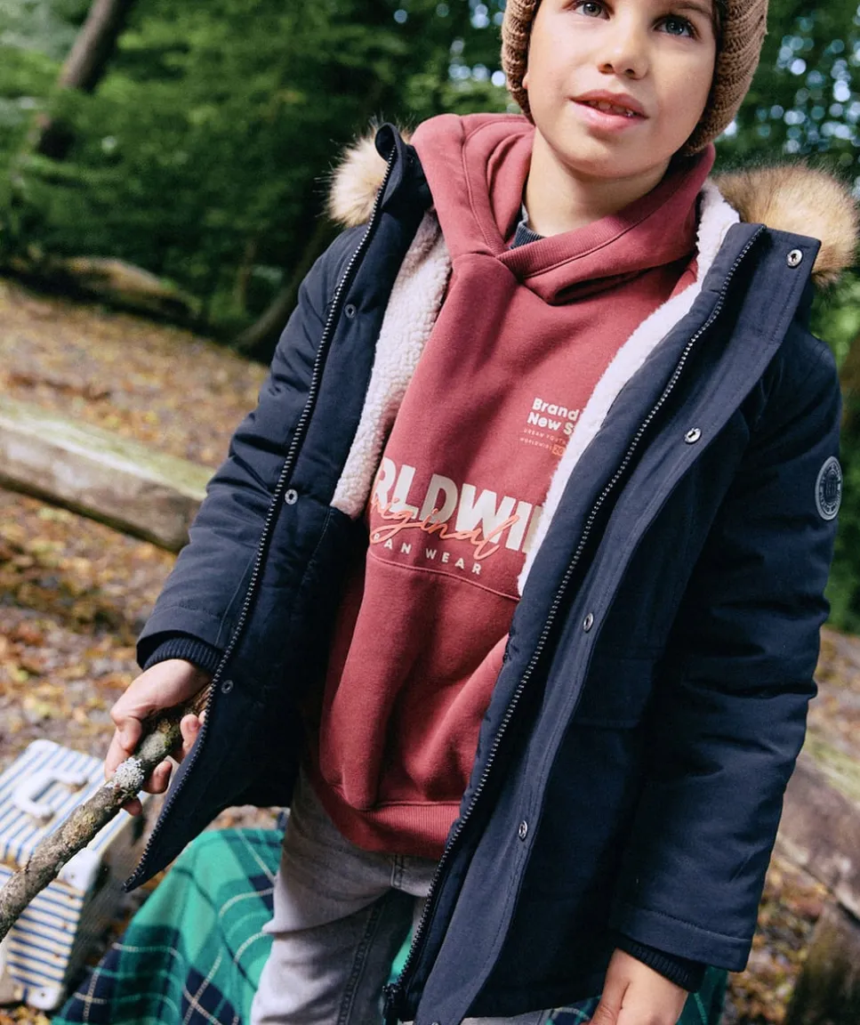 Parka garçon noire à capuche