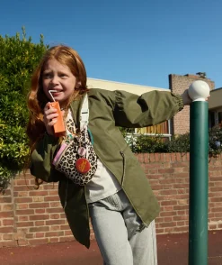 Parka réversible à capuche kaki fille