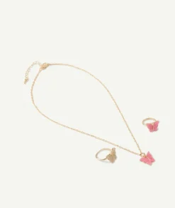 Parure bijoux fille papillons pailletés roses