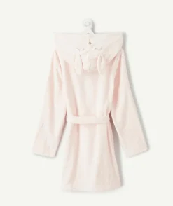 Peignoir fille coton rose avec capuche