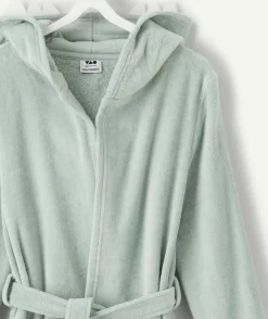 Peignoir garçon vert à capuche