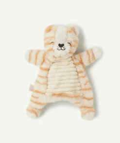 Peluche tigre naissance rayé blanc et beige