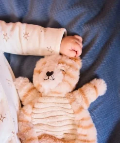 Peluche tigre naissance rayé blanc et beige