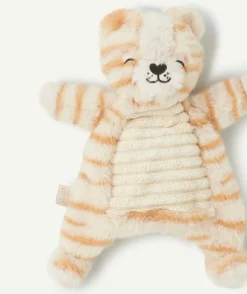 Peluche tigre naissance rayé blanc et beige