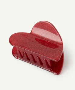 Pince à cheveux fille cœur pailletée rouge