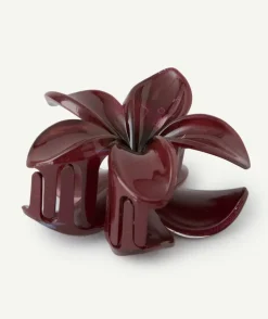 Pince cheveux fille fleur bordeaux