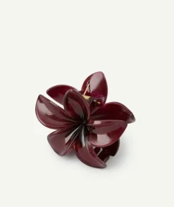 Pince cheveux fille fleur bordeaux