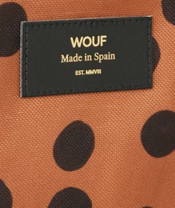 Pochette en plastique recyclé marron à pois