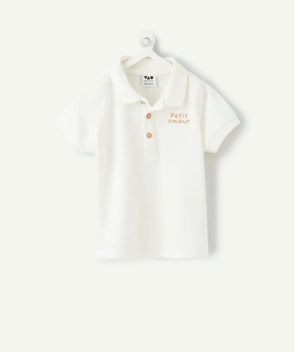 Polo bébé garçon blanc imprimé message