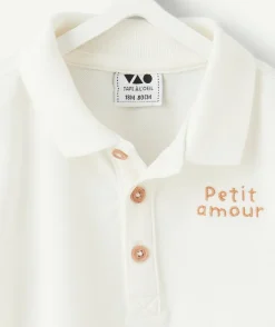 Polo bébé garçon blanc imprimé message