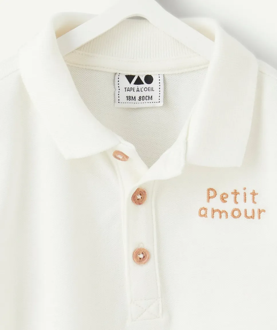 Polo bébé garçon blanc imprimé message