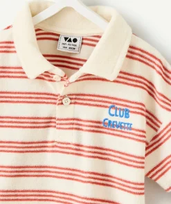 Polo bébé garçon rayé orange et écru