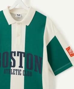 Polo garçon droit rayé vert
