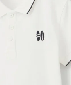 Polo garçon en coton blanc avec surf brodé
