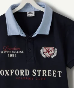 Polo garçon manches courtes imprimé marine