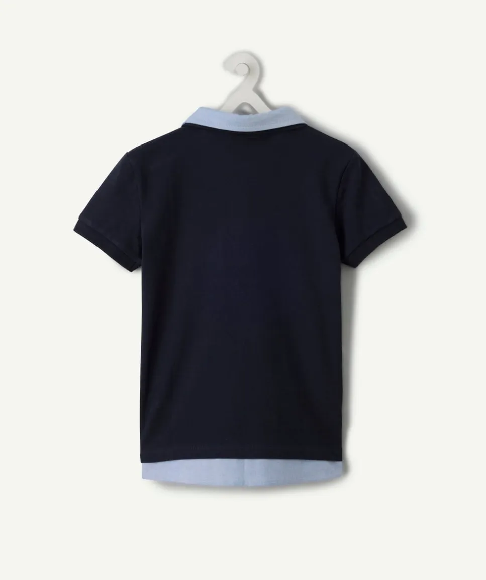 Polo garçon manches courtes imprimé marine