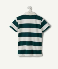 Polo garçon manches courtes rayé vert