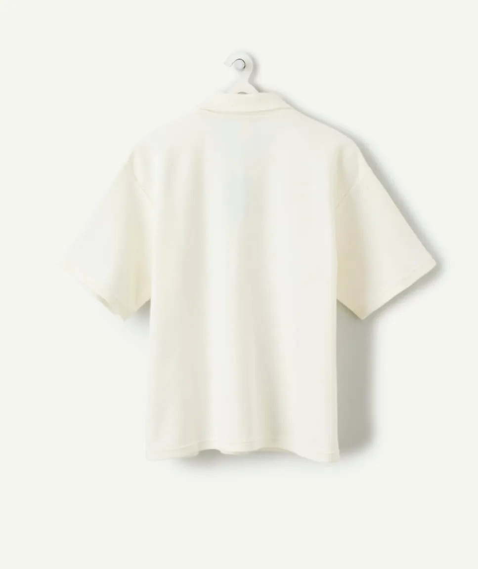 Polo garçon oversize écru