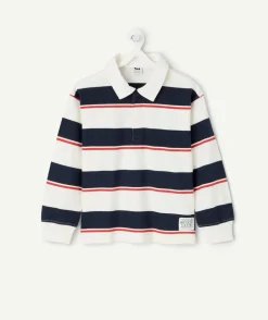 Polo garçon rayé en coton