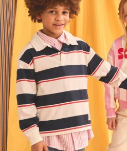 Polo garçon rayé en coton