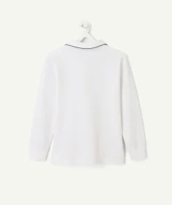 Polo manches longues garçon blanc