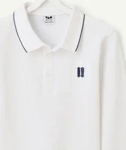 Polo manches longues garçon blanc