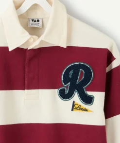 Polo manches longues garçon rayé bordeaux