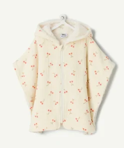Poncho bébé fille à capuche matière douce adaptable au siège auto