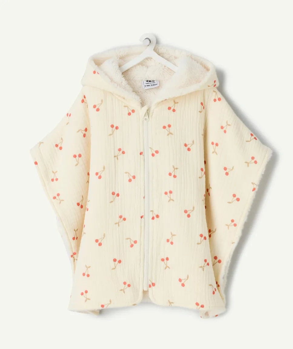Poncho bébé fille à capuche matière douce adaptable au siège auto