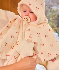 Poncho bébé fille à capuche matière douce adaptable au siège auto