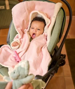Poncho à capuche adaptable au siège auto bébé fille rose