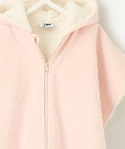 Poncho à capuche adaptable au siège auto bébé fille rose