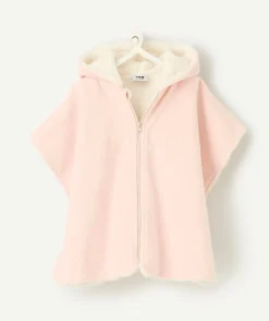 Poncho à capuche adaptable au siège auto bébé fille rose
