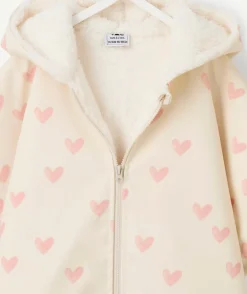 Poncho ciré à capuche adaptable au siège auto bébé fille imprimé cœurs