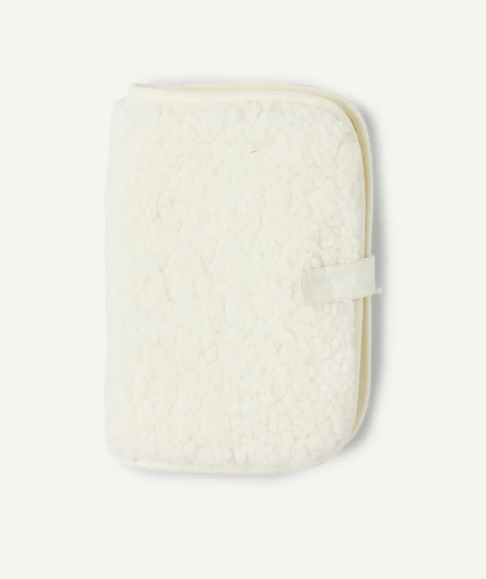 Protège-carnet effet sherpa écru