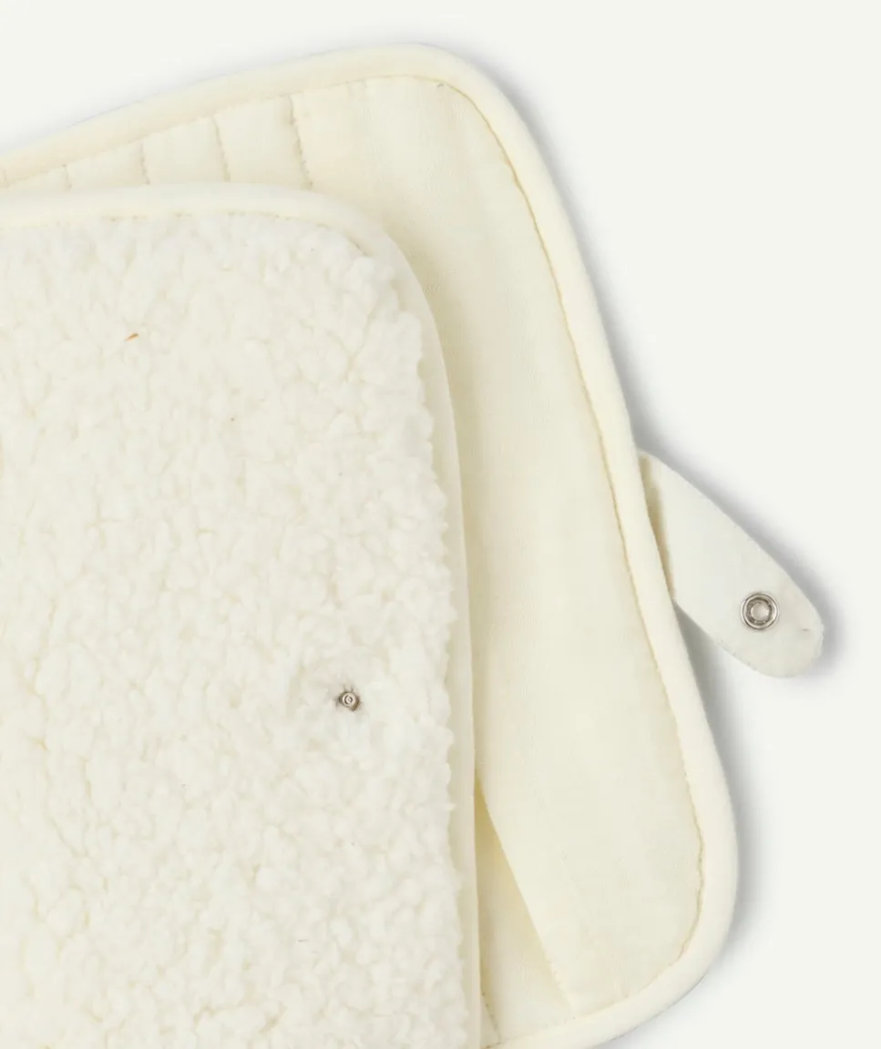 Protège-carnet effet sherpa écru